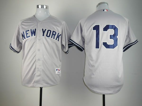 Men New York Yankees #13 No name Grey MLB Jerseys->new york yankees->MLB Jersey